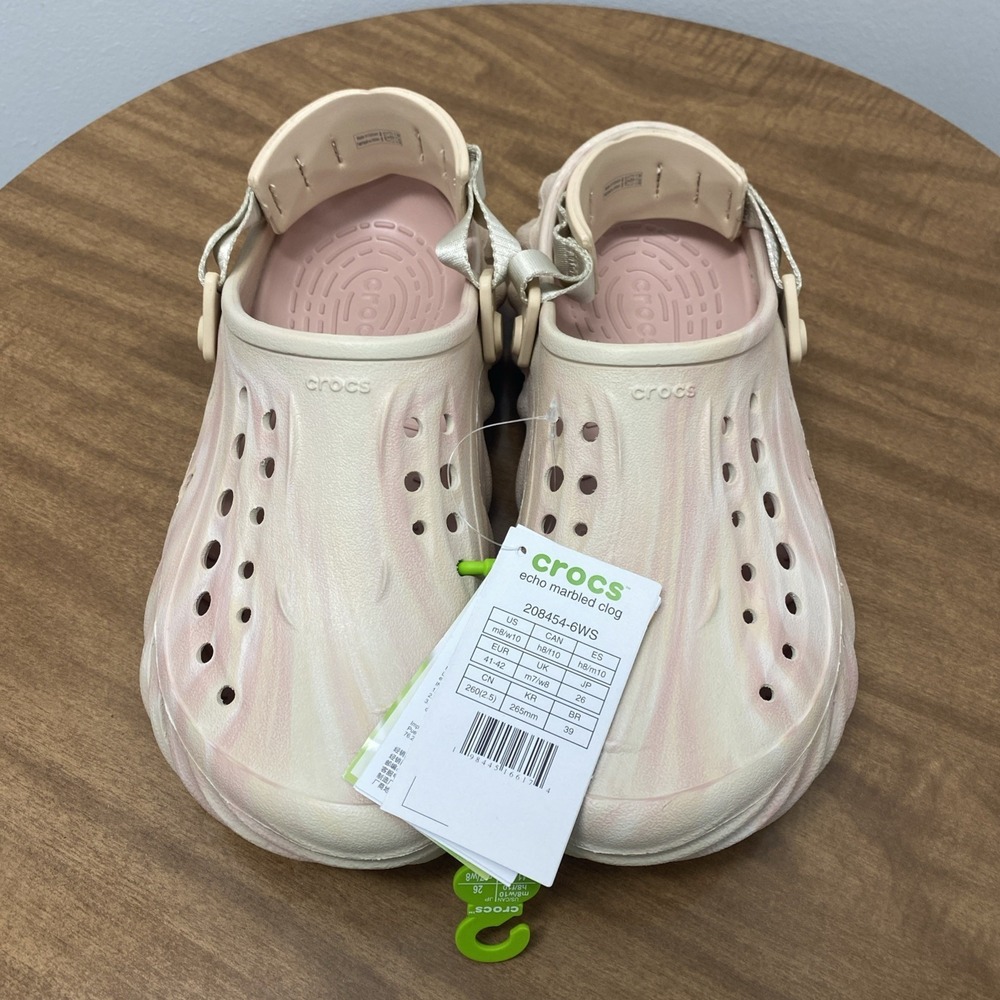 Crocs Echo Marble Clogs Mens 8 / Womens 10 Quartz Shoes 208454-6WS NEW